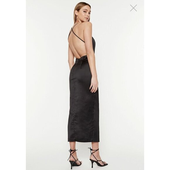 Bardot Hallie Cross Back Midi Dress Black Womens Size Medium - Picture 1 of 13